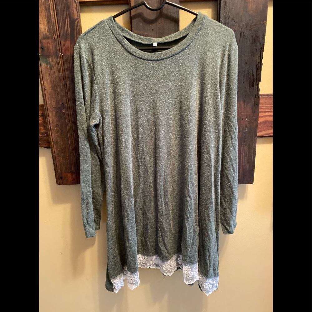 Long Sleeve Lace Tunic Top Blouse